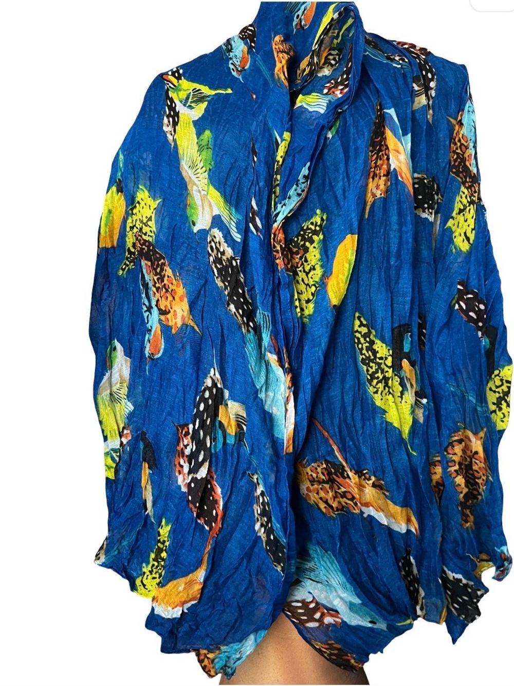 Charming Charlie Beautiful Cobalt Blue Bird Motif Wrap Scarf!